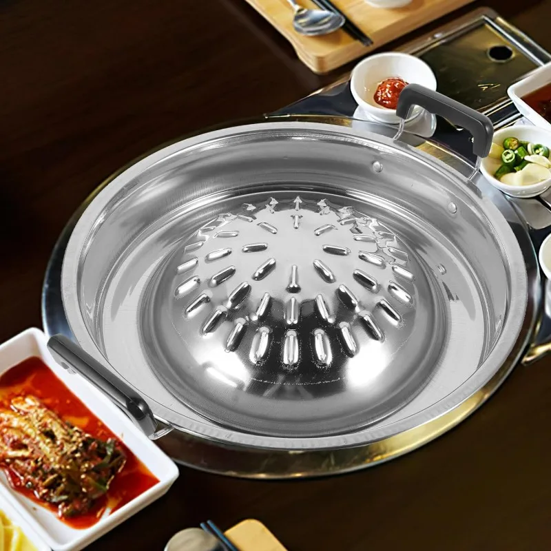 Stainless Steel Barbecue Plate Camping Grill Pan Korean Barbecue Stove Professional Grill Pan Barbecue Pot Supplies Household