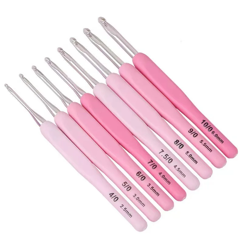 Pink Gradient Soft Handle Crochet Set Weaving Tool Thick Handle Sweater Needle