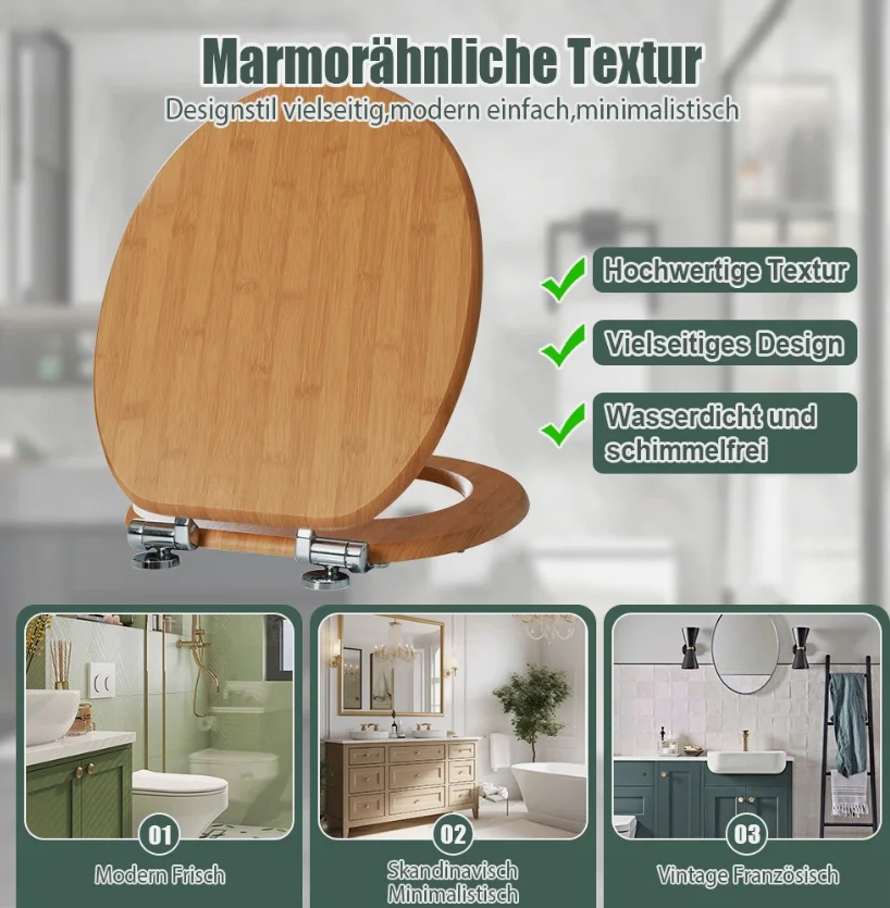 Sainos WC-Sitz mit Absenkautomatik, Toilettendeckel mit Soft-Close, Toilettensitz mit. Toilettensitze für Badezimmereinrichtungen – Detail 6