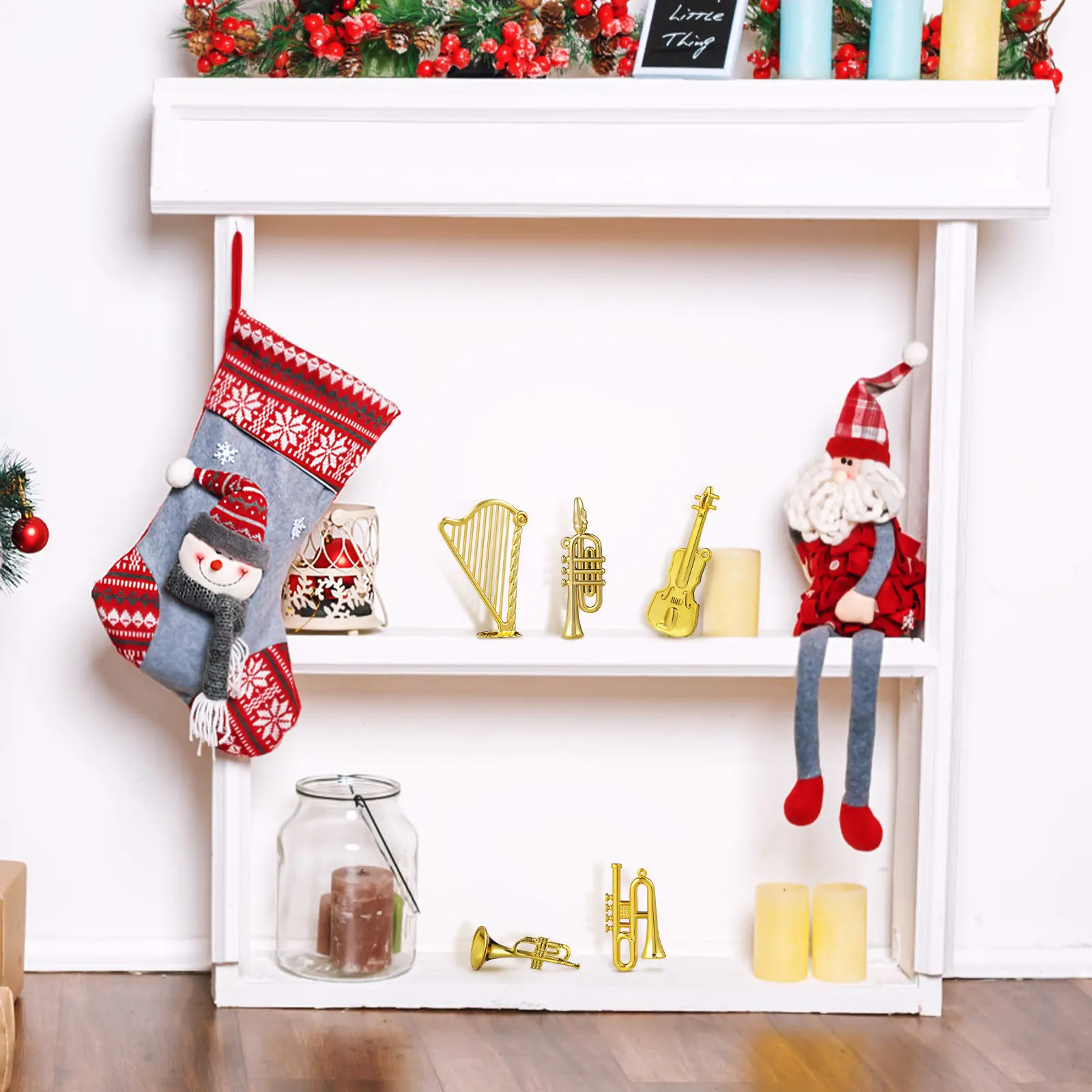 

14Pcs Christmas Tree Small Musical Instruments Mini Acrylic Hanging Ornaments Holiday Decoration Miniatures for Xmas Party