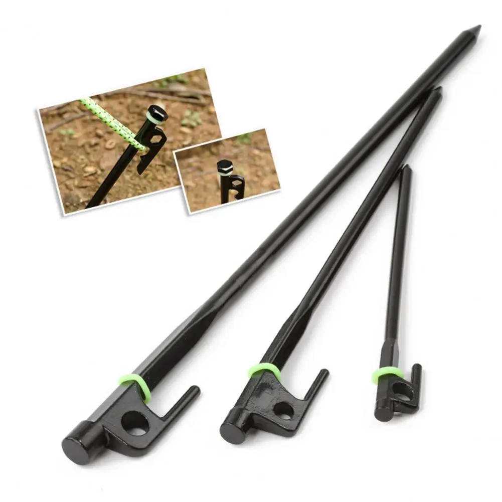 100Pcs Tent Stakes Rings 15MM Glow-in-the-dark Ground Stake Circle Fluorescent Tent Peg Loop Camping Tent Nail Accessories
