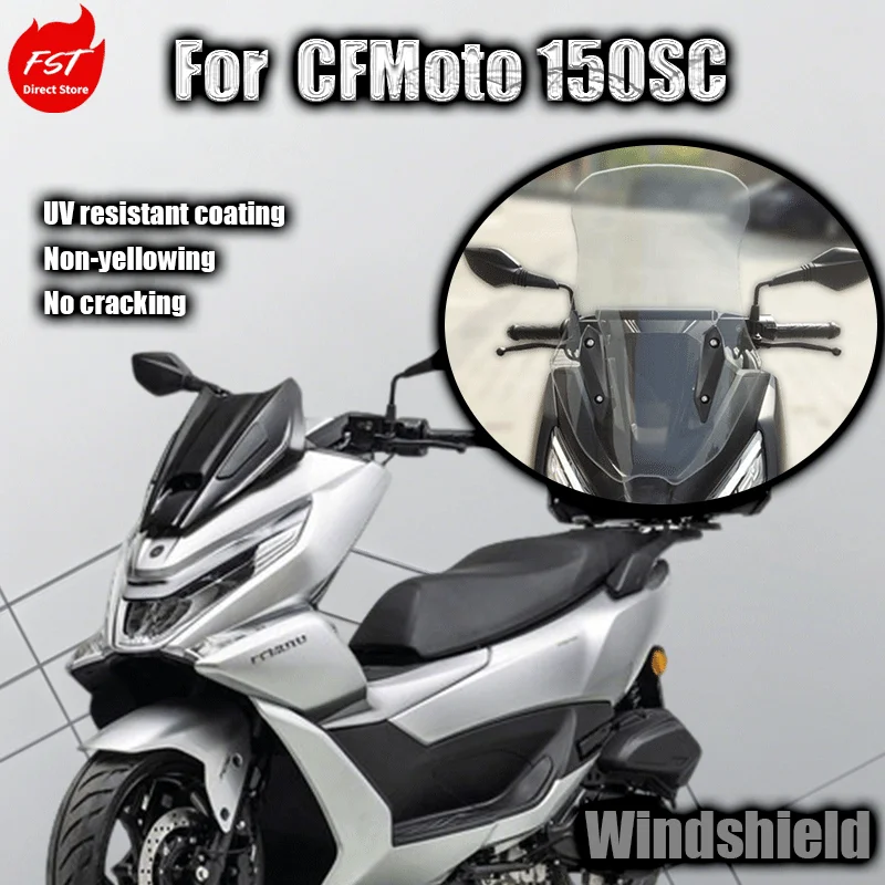 For CFMoto 150SC windshield modification parts non-destructive installation windshield with plastic decorative strip windshield