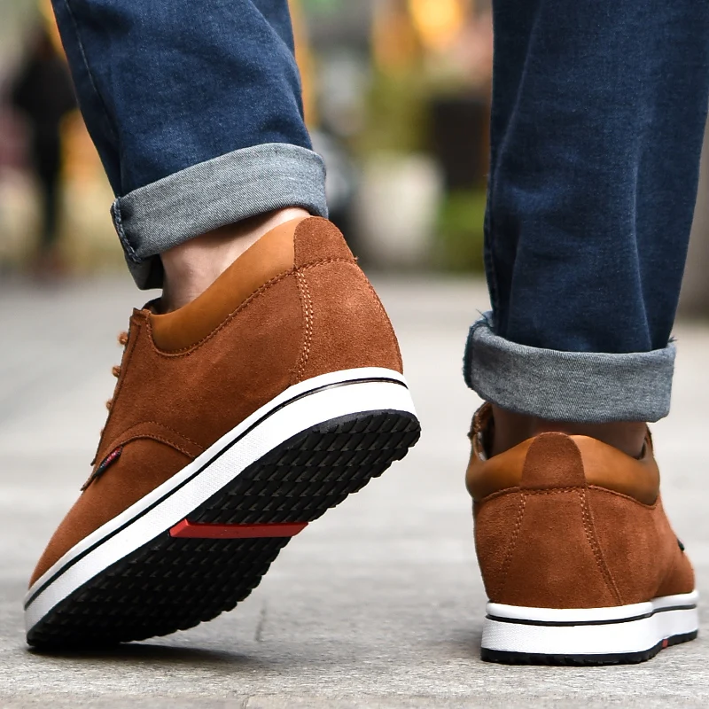 Booster Shoes Lift Men  Elevator Sneakers Height Increase  Insole 6CM  Sport Black Blue Brown