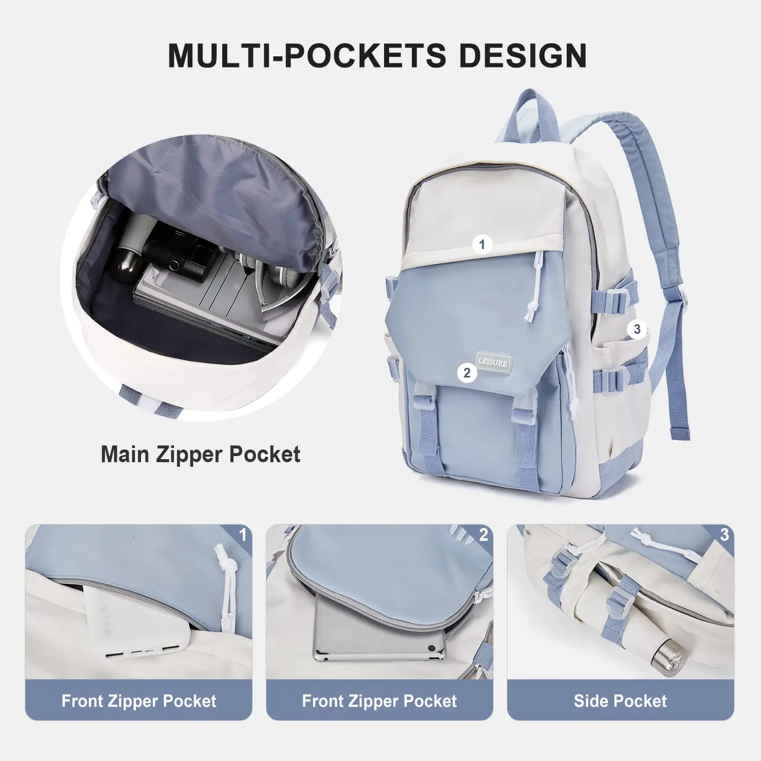 School Bag Lightweight Casual Daypack College Laptop Backpack for Men Women Travel Rucksack for Sports High School Bookbag