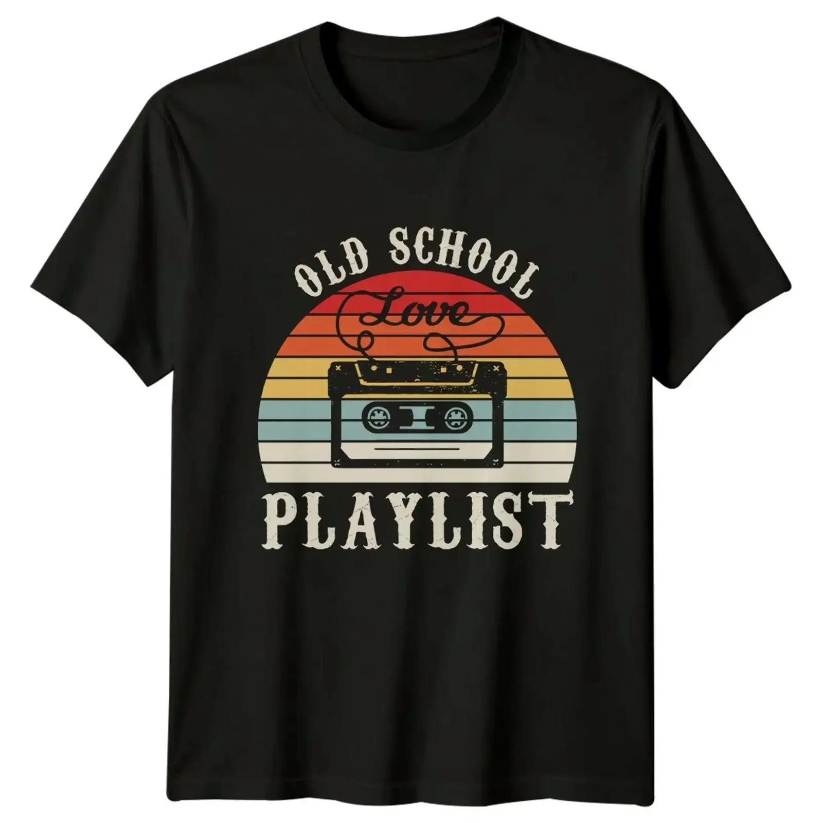 Old School Love Playlist T Shirt Cassette Band Music for Him and Her vintage Washed streetwear Breathable designer clothes