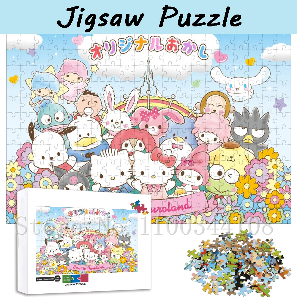 Sanrio Hello Kitty Jigsaw Puzzles for Children New Year Gifts Japanese Cartoon Puzzles Handmade Intelligence Game Toys