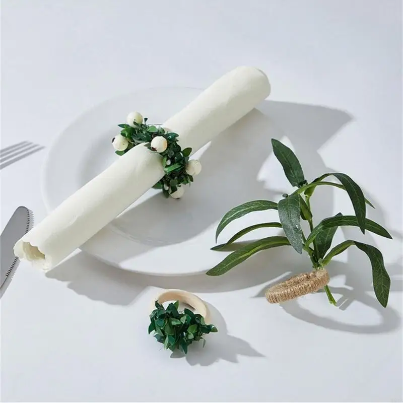 H58B Beau Simulater Plante Napkin Holder Elegant Table Table Embellissements Roches serviette