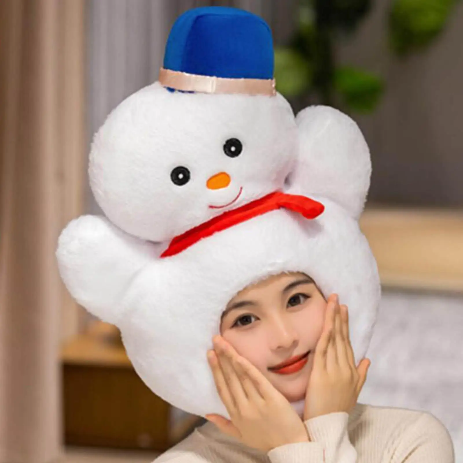 Chapéu de boneco de neve boné de pelúcia decoração de natal vestir-se novidade acessórios de fantasia chapéu de festa para o ano novo desempenho de palco dramatização