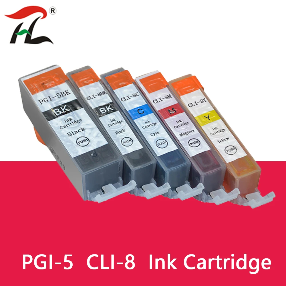 5pcs Compatible Ink Cartridges PGI-5 CLI-8 PGI5 CLI8 for Canon PIXMA iP4200 iP4300 iP4500 MP500 iP5200 MP530 MP600 MP610 MP800