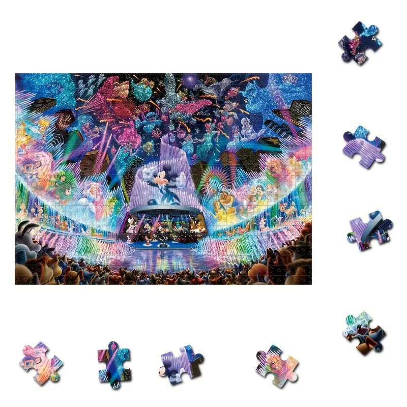 1000 stuks Disney dierenkarakters puzzel - Mickey Mouse, prinsessen en prinsen, aan de muur te monteren, spelcadeau voor volwassenen, familie-interactie