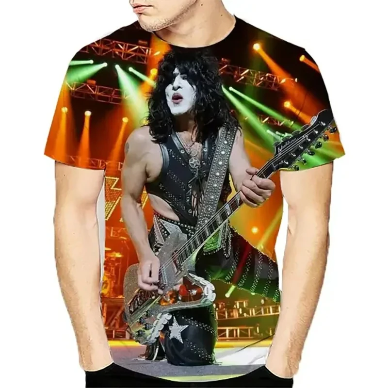 New Kiss Band 3D Print T-Shirts Men Women Streetwear Hip Hop T Shirt Short Sleeve Oversized Harajuku Y2k Tops Tees Kids Clothing