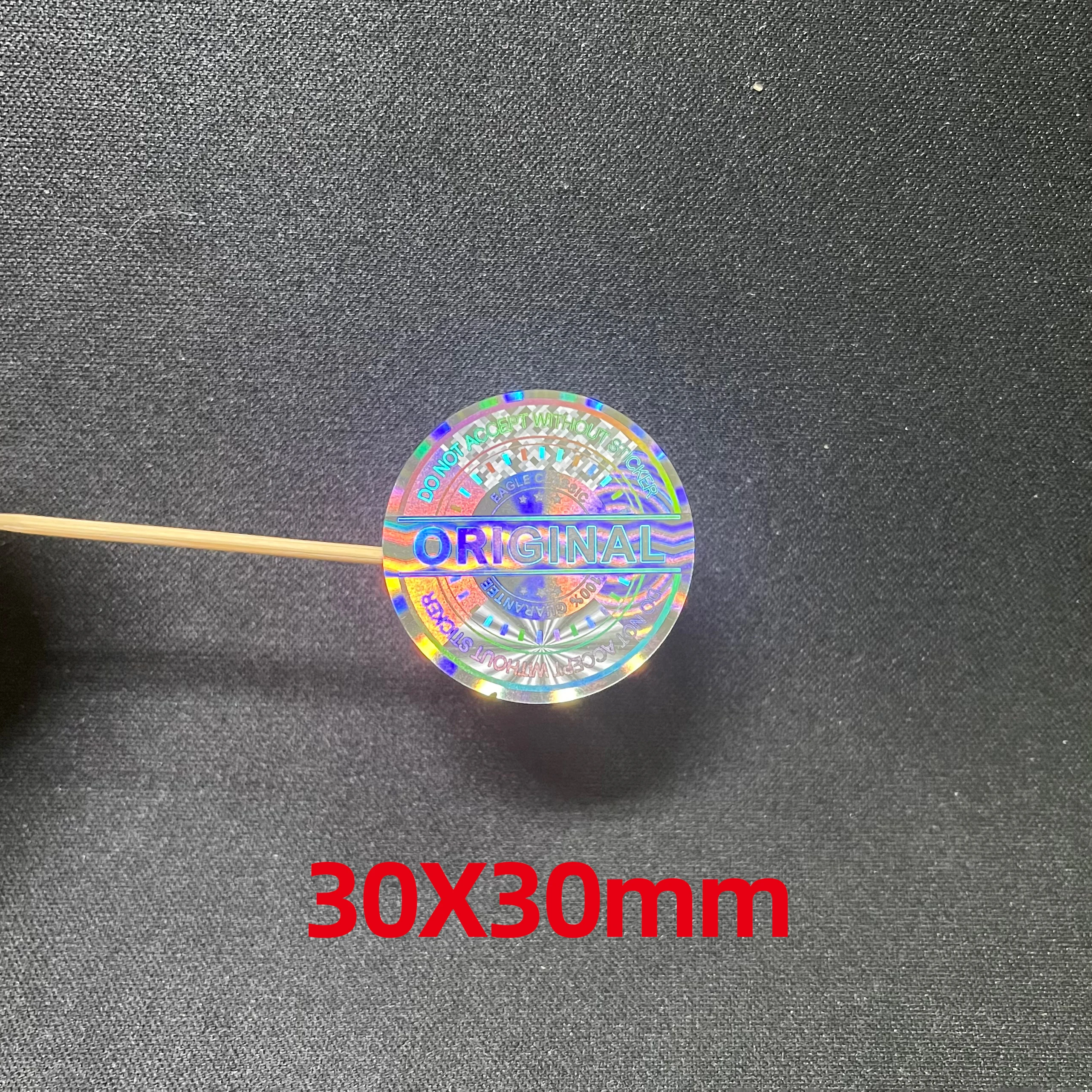 30 x30mm argento originale autentico adesivo sigillo di sicurezza a prova di manomissione adesivo olografico adesivo anticontraffazione laser