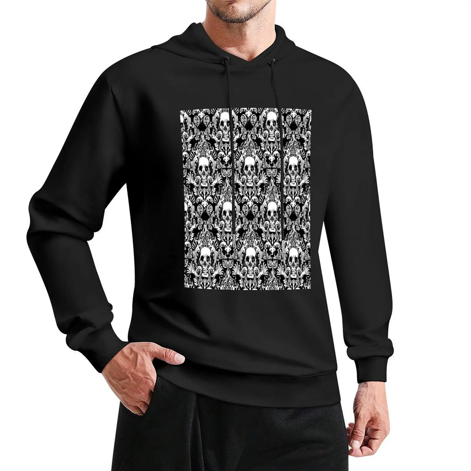 

Skull Scroll Pullover Hoodie men clothes men's clothing graphic t shirts men fashion men graphic hoodies