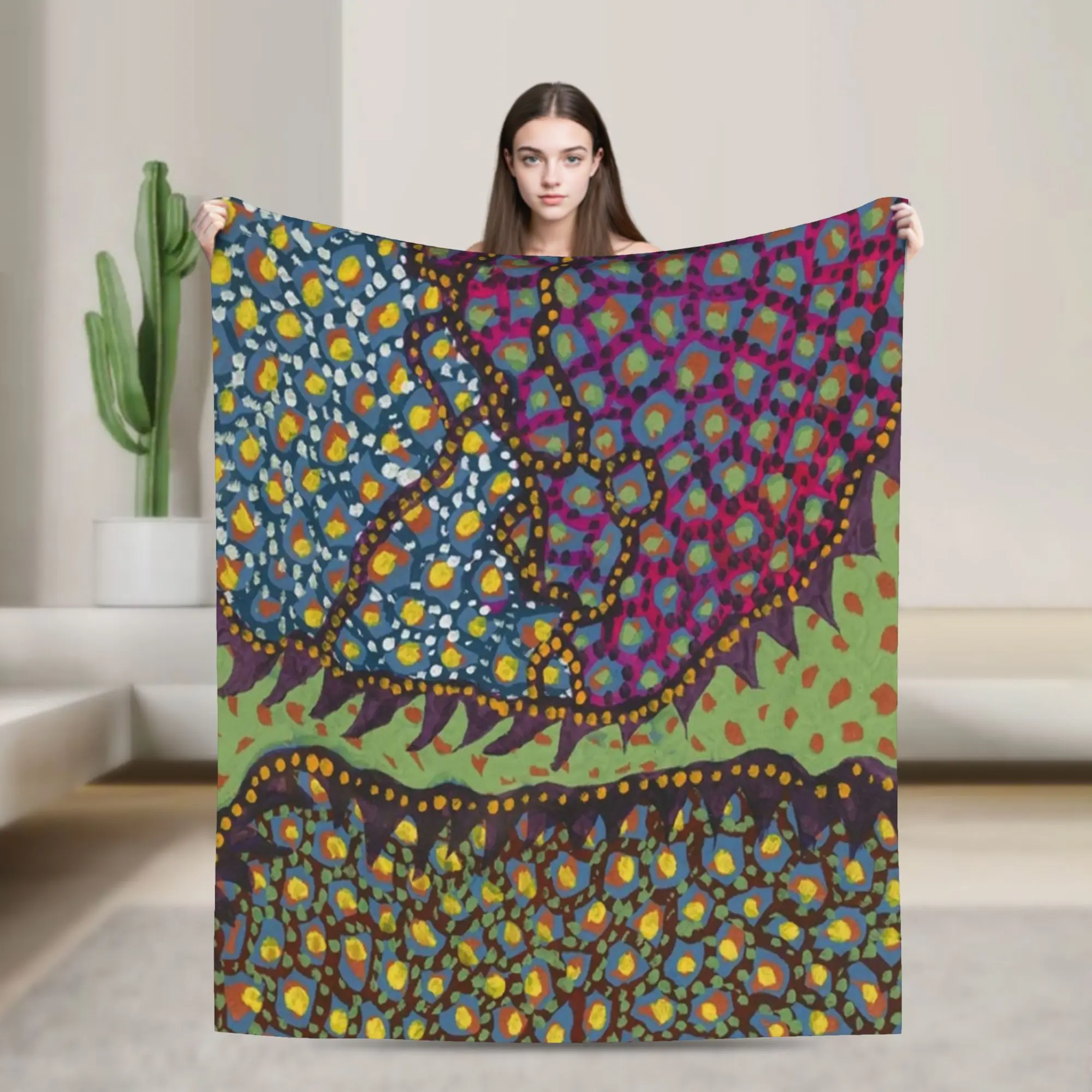 Yayoi Kusama Batik Fleece Throw Blanket Pumpkin Nordic Polka Pop Blanket for Bedding Office Lightweight Plush Thin Quilt