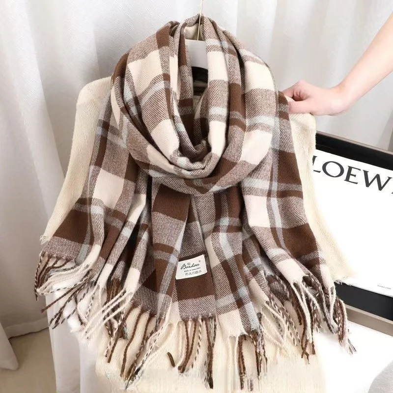 المرأة الألبكة الصوف منقوشة شرابة وشاح الخريف الشتاء جديد رشاقته الدفء لينة تنوعا مستطيلة شال مكتب شال #6