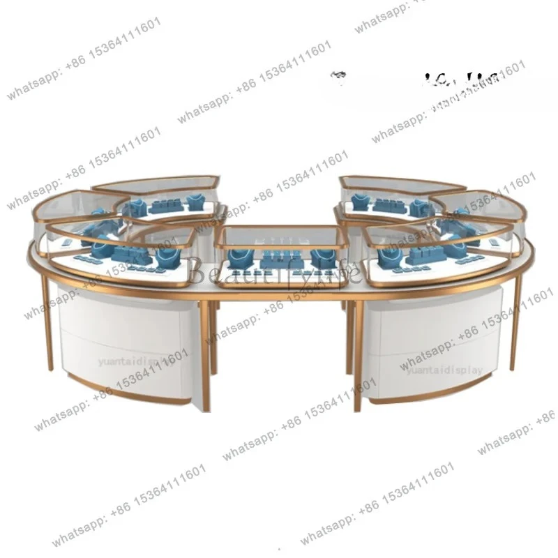 custom.Jewelry Round Counter Design Luxury Jewellery Assembly Display Furniture Glass Jewelry Showcases