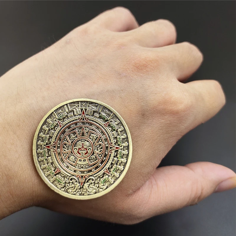 

5PCS Mayan Aztec Calendar Challenge Coin Finger Skill EDC Fidget Toys For ADHD And Anxiety Art Collection For Kids Adults