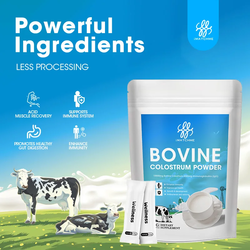 Bovine Colostrum Powder Capsules 10000mg 40%IgG Promote Gut Digestive Health Boost Immune System Enhance Muscle Growth & Repair