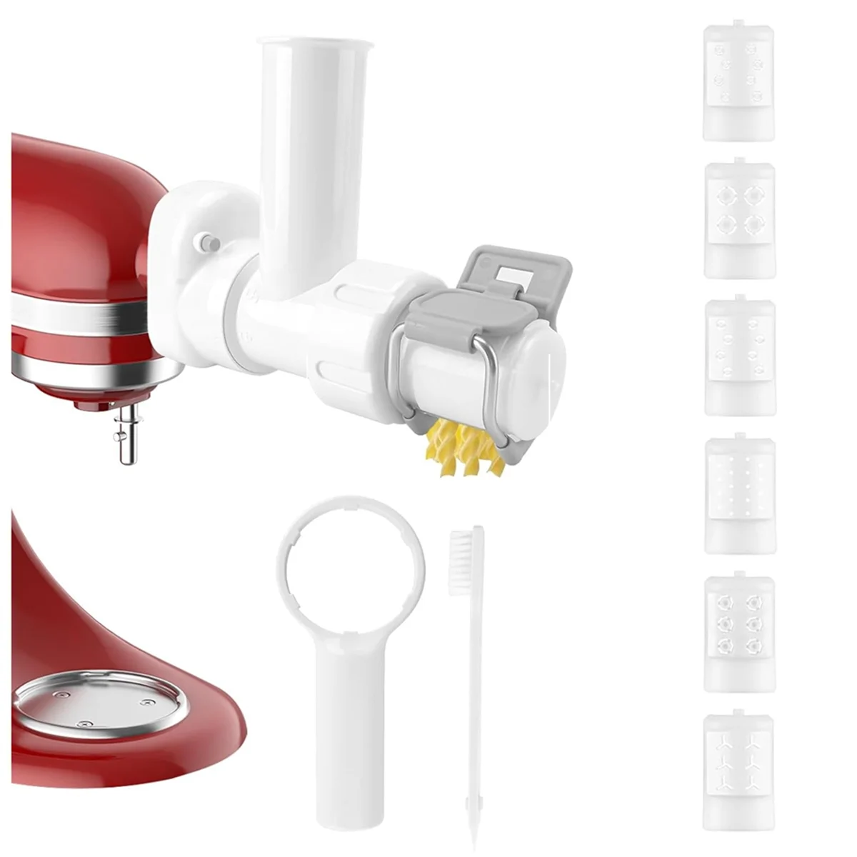 A86I-6 في 1 مرفق المعكرونة لخلاط كيتشن إيد، مجموعة مرفقات صانع المعكرونة المسبقة مع 6 أشكال مختلفة للمعكرونة