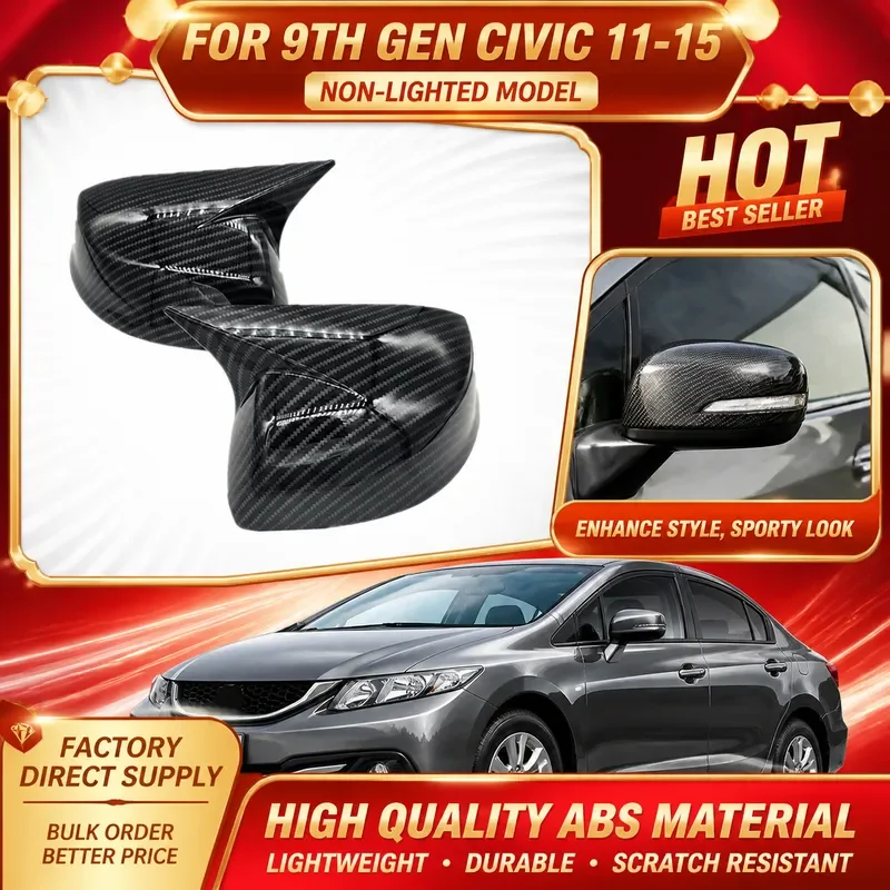 For Honda Civic 9th Gen 2011-2015 Carbon Fiber Side Mirror Cover Devil Ear Horn Style Shell Auto Exterior Accessories