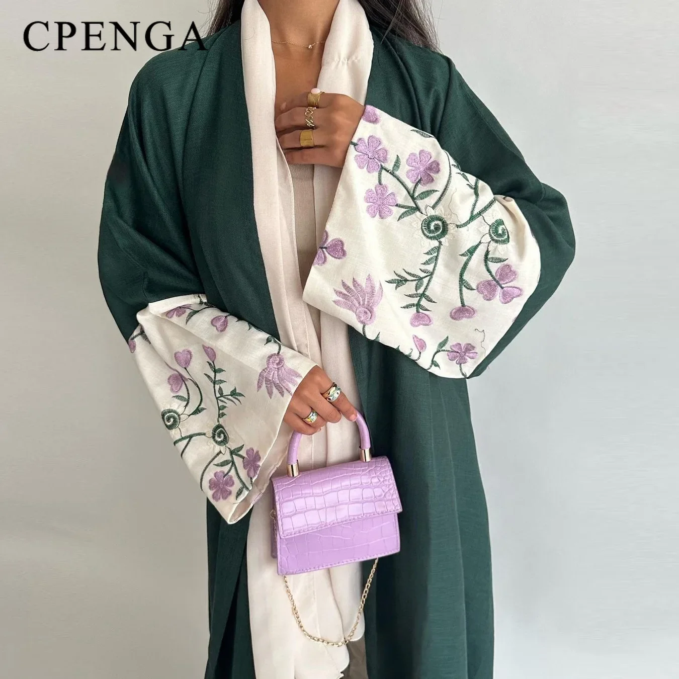 

2024, кимоно в Дубае с цветочной вышивкой, платье Абая, роскошный мусульманский кардиган Ид для женщин, исламская вечеринка, Джалабия, Турция, отпускное платье