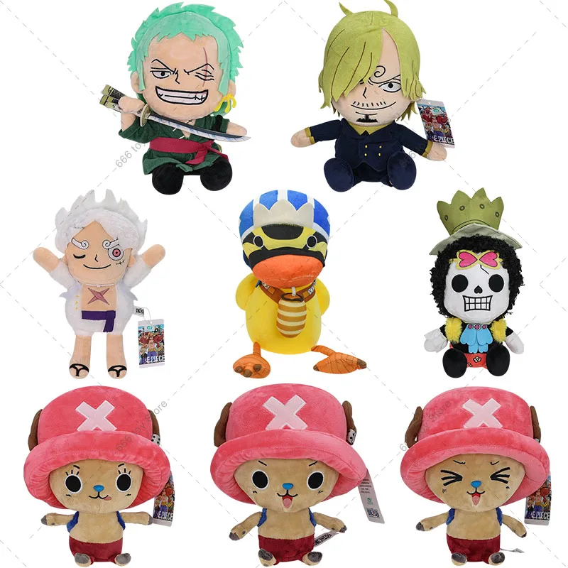 Nuevo engranaje de peluche Original de una pieza 5 Luffy Roronoa Zoro Sanji Brook Chopper Karoo juguetes de peluche suaves regalo niños cumpleaños