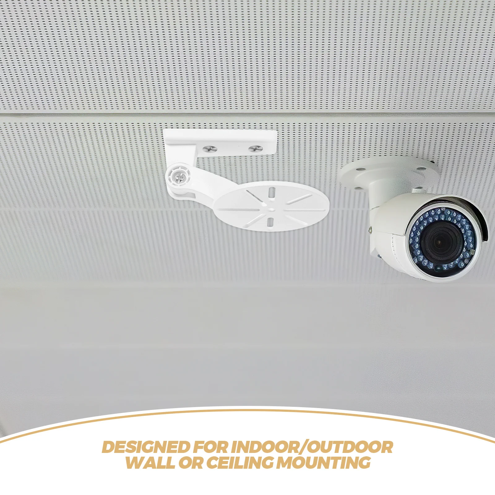 

2pcs No-Drill Security Holder Universal Mount Easy Installation Sturdy Mounting Bracket White Indoor Outdoor Dual Use Wall