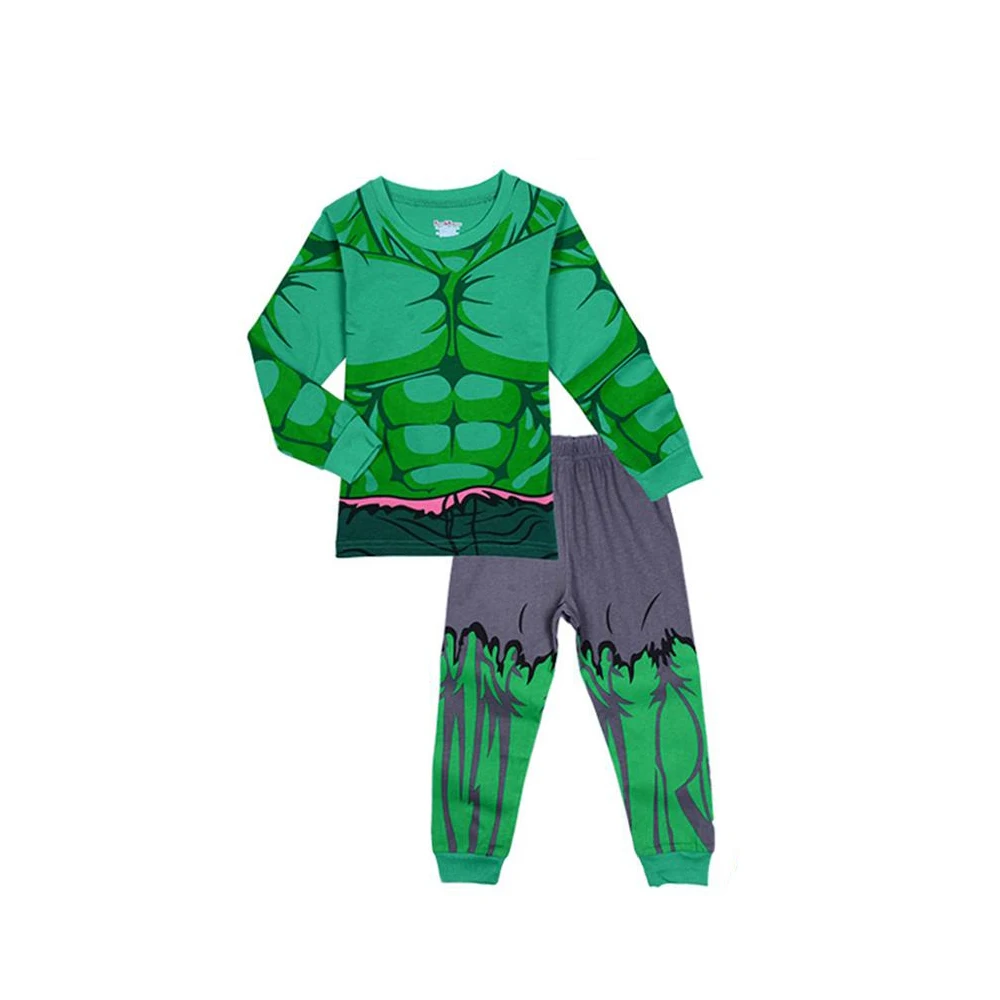 Free shipping Children\'s Pyjamas Spiderman Set The Hulk Collection Kids Set Boys Girls Cartoon Long Sleeve Sleepwear 2-7T