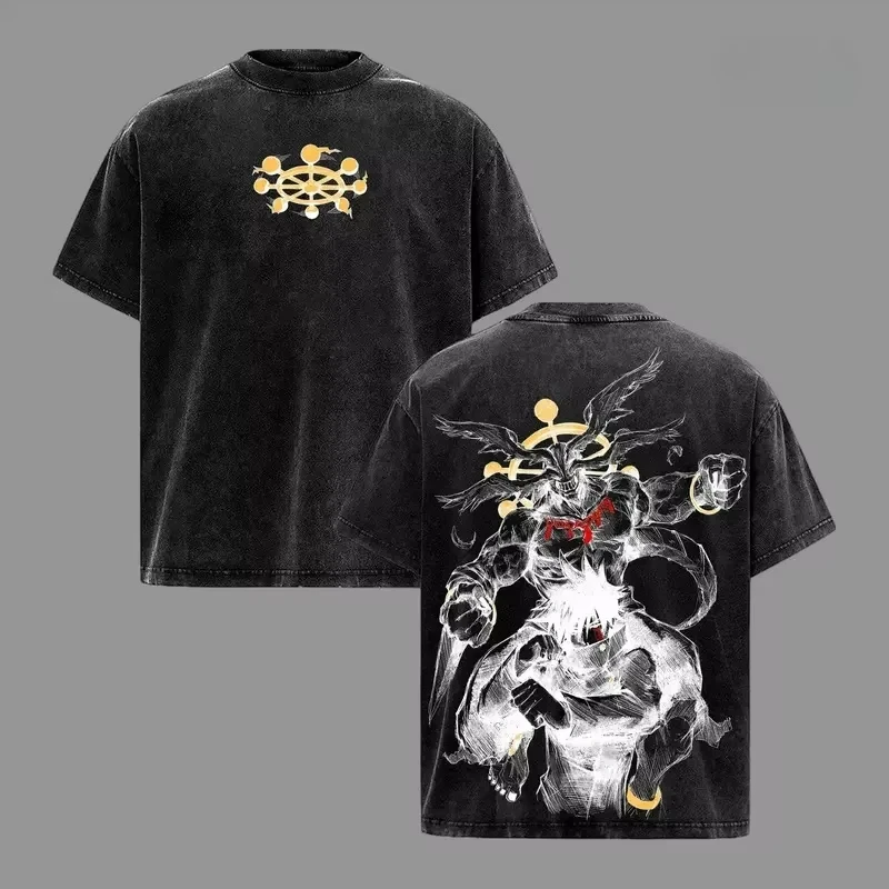 Jujutsu Kaisen Fushiguro Megumi Mahoraga Print Tee Men's Clothing Women Washed Cotton T-shirt Casual T-Shirt 2026 Summer T shirt
