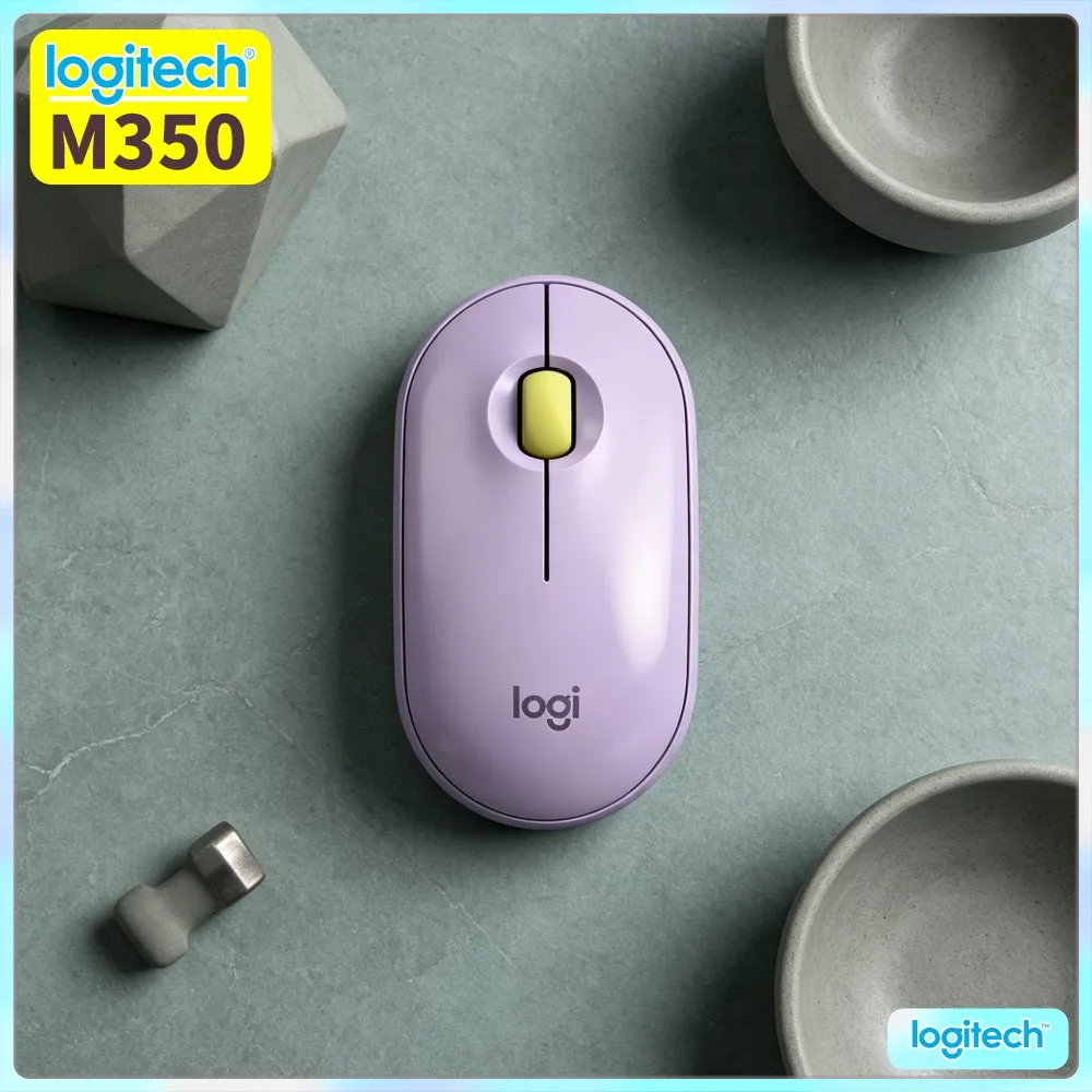 Logitech M350 Pebble Portable Mouse - Ultra-Thin, Bluetooth & USB, Silent Clicks, USB Storage, Pocket-Size On-The-Go Use