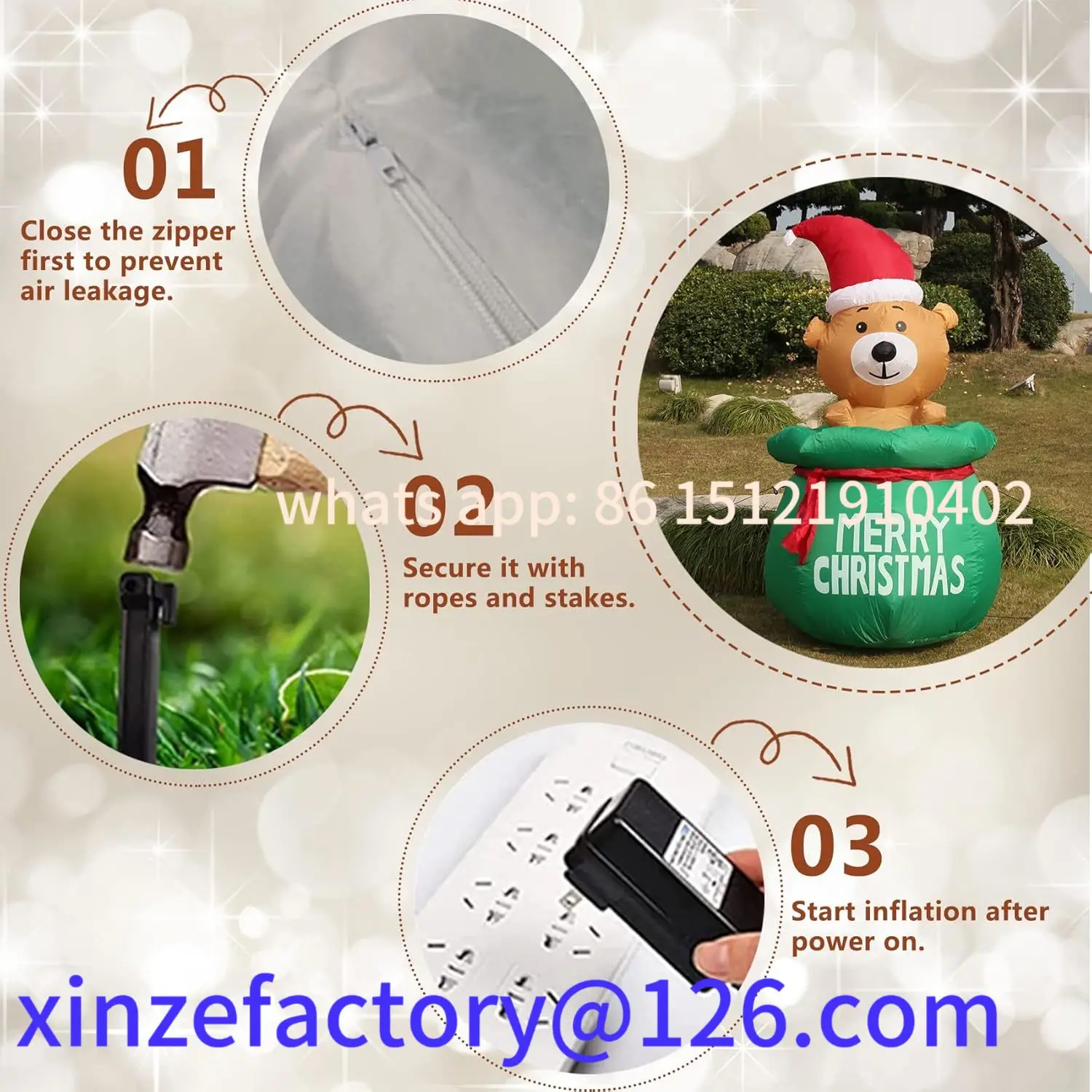 Aanpasbare kerstversiering Kerstluchtvorm Opblaasbare gloeiende cadeautas Puppy