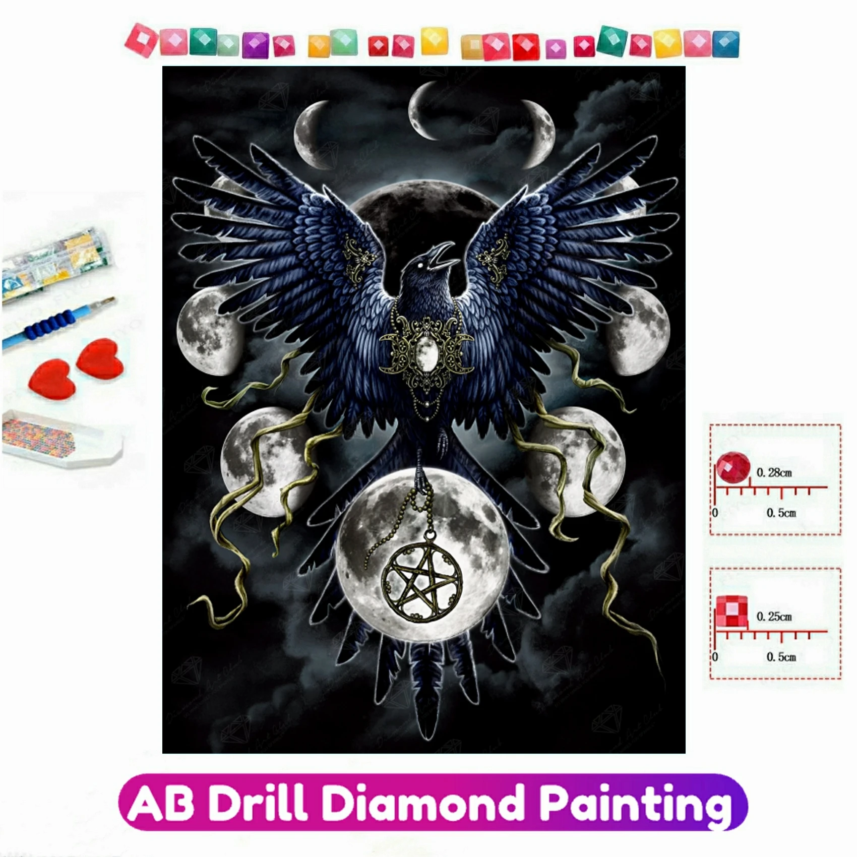 

Sinister Wings Gothic Diamond Painting Dark Art 5D DIY Full AB Drill Cross Stitch Kit Mosaic Embroidery Handicraft Home Decor