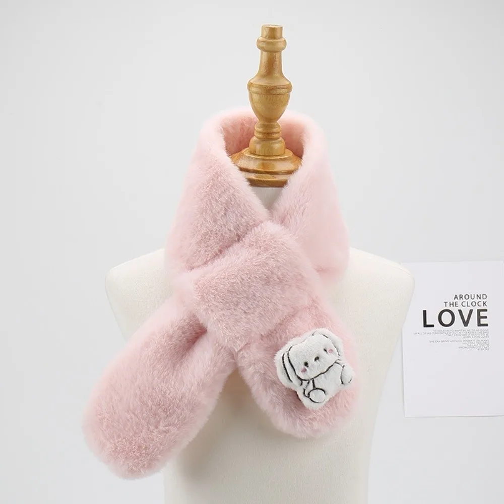 Cute Cartoon Children Winter Scarf Thick Warm Cross Neck Scarf Windproof Soft Shawl Scarves