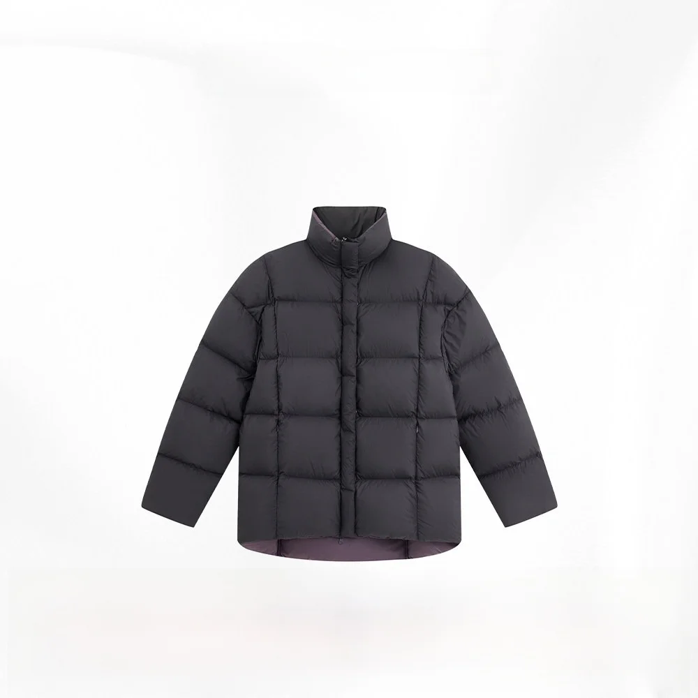 

Универсальная двусторонняя пуховая куртка JCCC в минималистичном стиле, цвет Shadow Black Elderberry, с длинным капюшоном, нейлон, 90% утиный пух