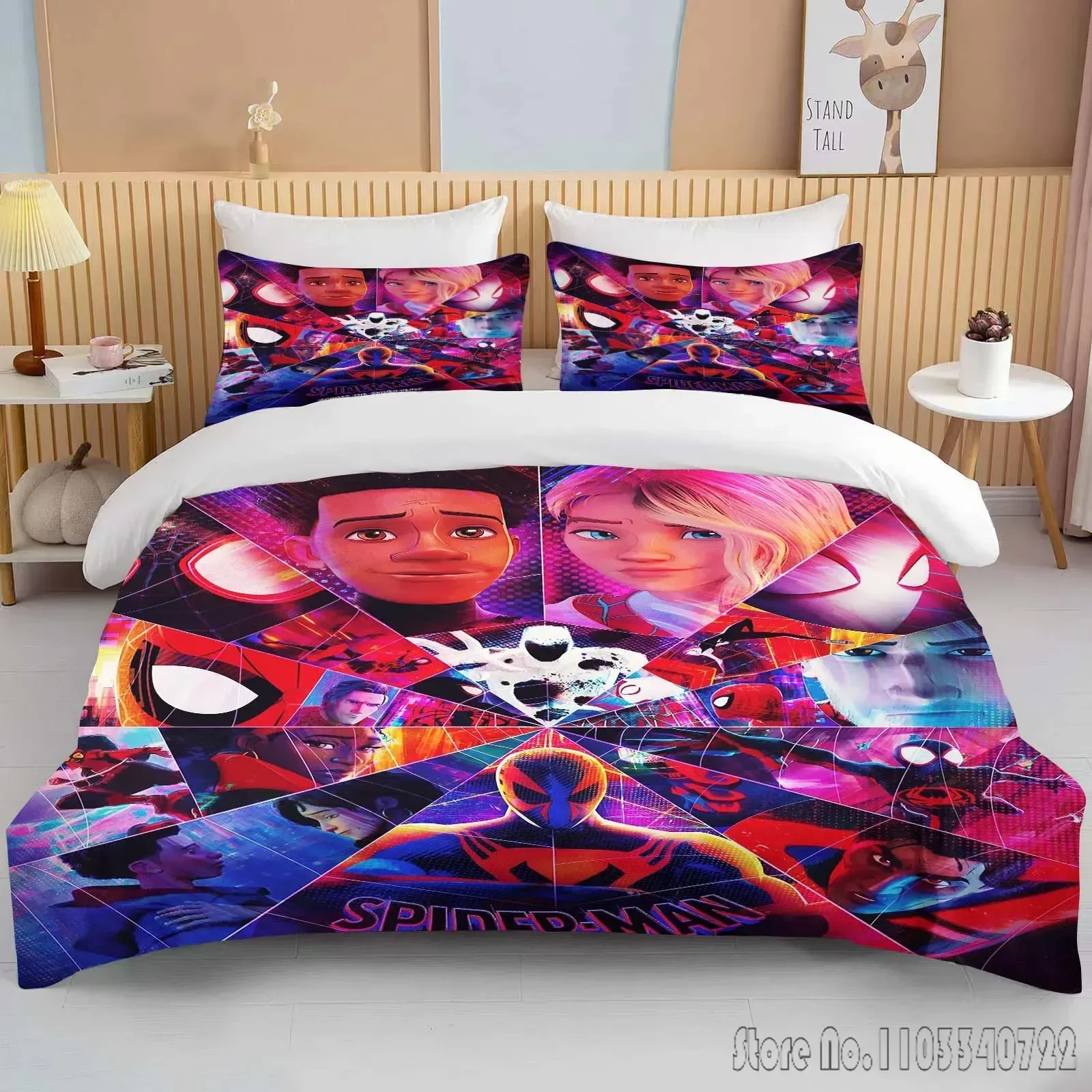 Anime Marvell Spider Man Across The Spider Verse Soft Bedding Set Duvet Cover Anime Quilt Adult Kids Birthday Gift Full Size