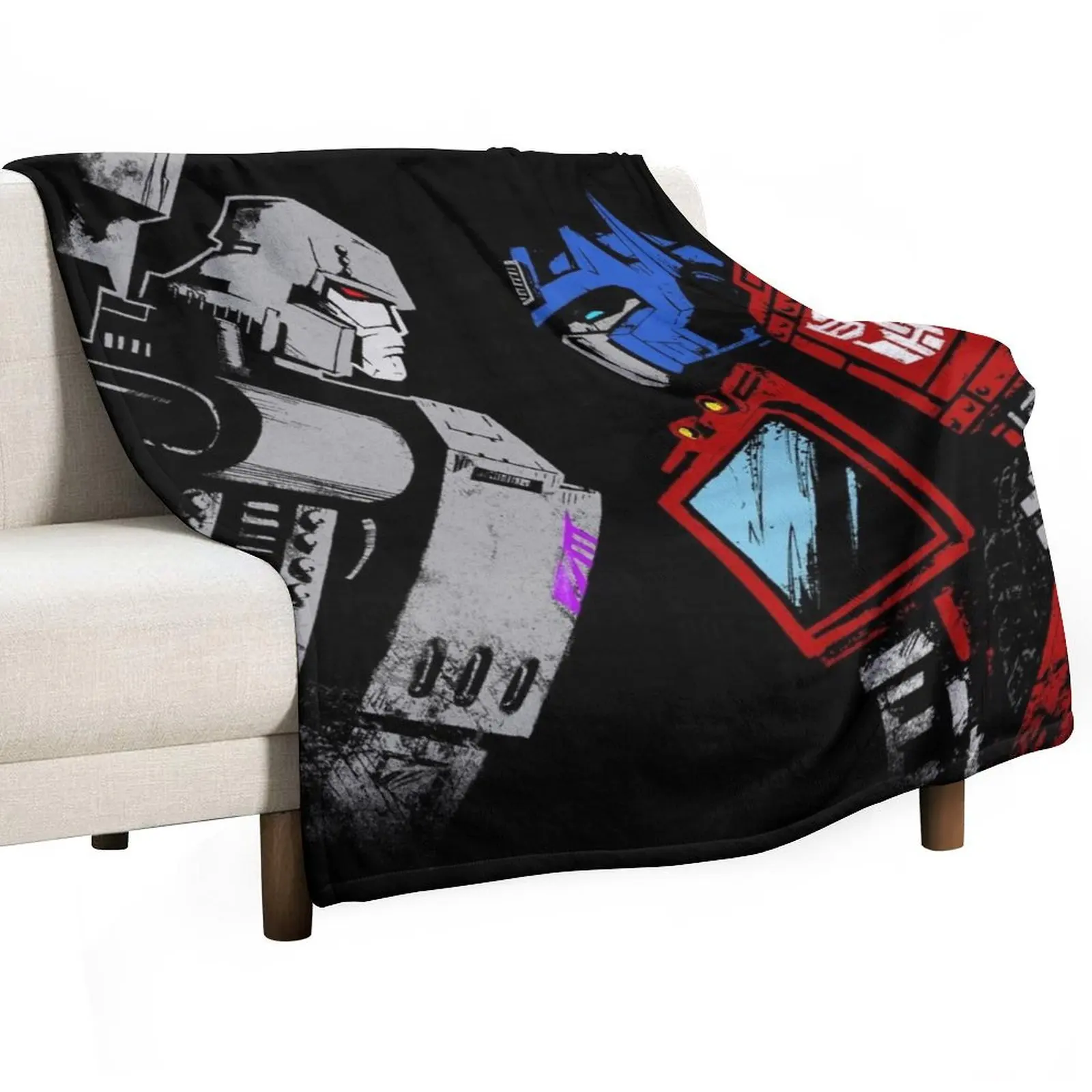 optimus prime megatron transformers full color Throw Blanket Nap bed plaid Picnic Stuffeds Blankets