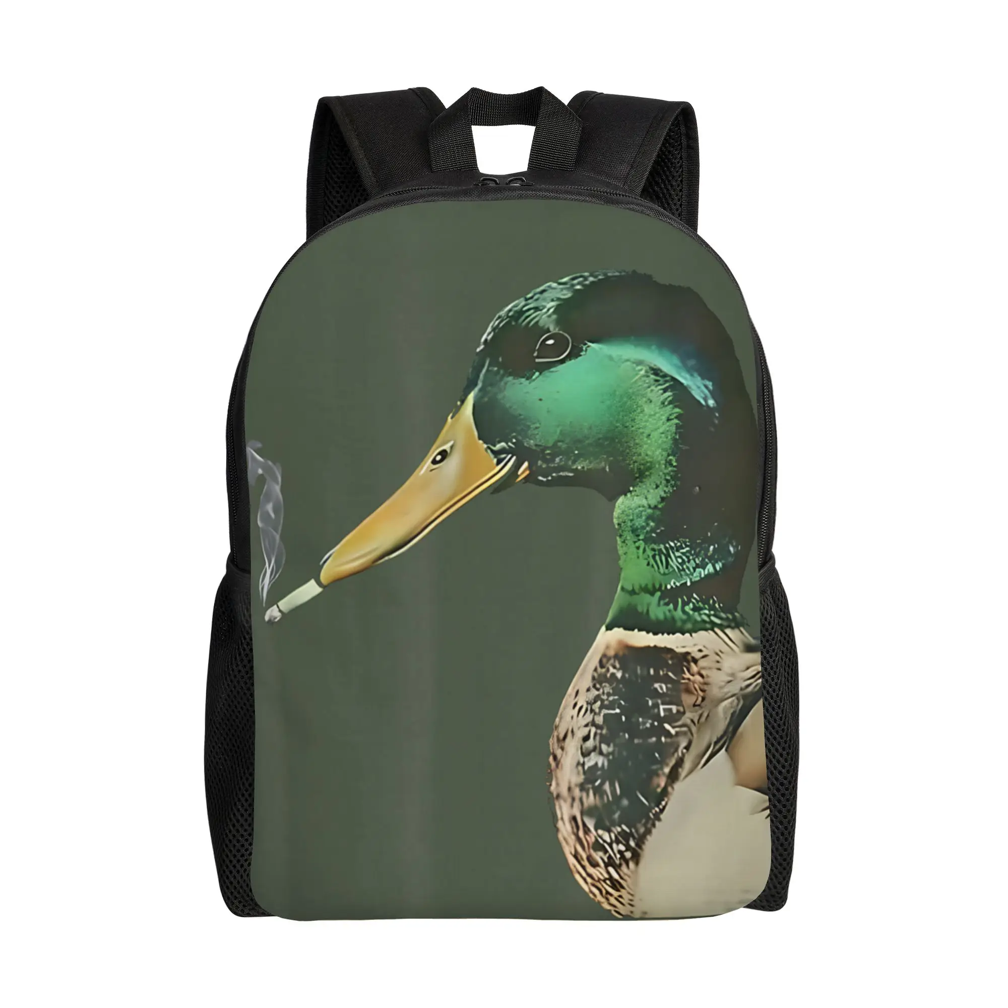 

Funny Mallard Duck Smoking Cigarette Meme Backpack Outdoor Style Backpacks Female Designer Big High School Bags Rucksack