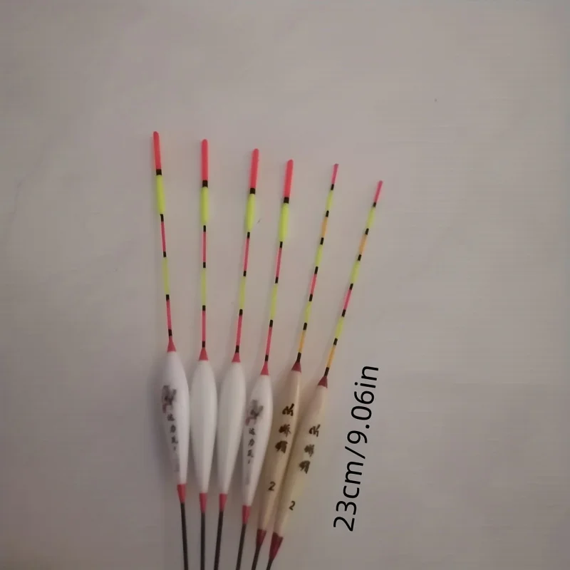 6pcs Random Color Bamboo Fiber Wood Carp Float Shallow Water Short Float Buoy Visible Thickened Tail Fish Float