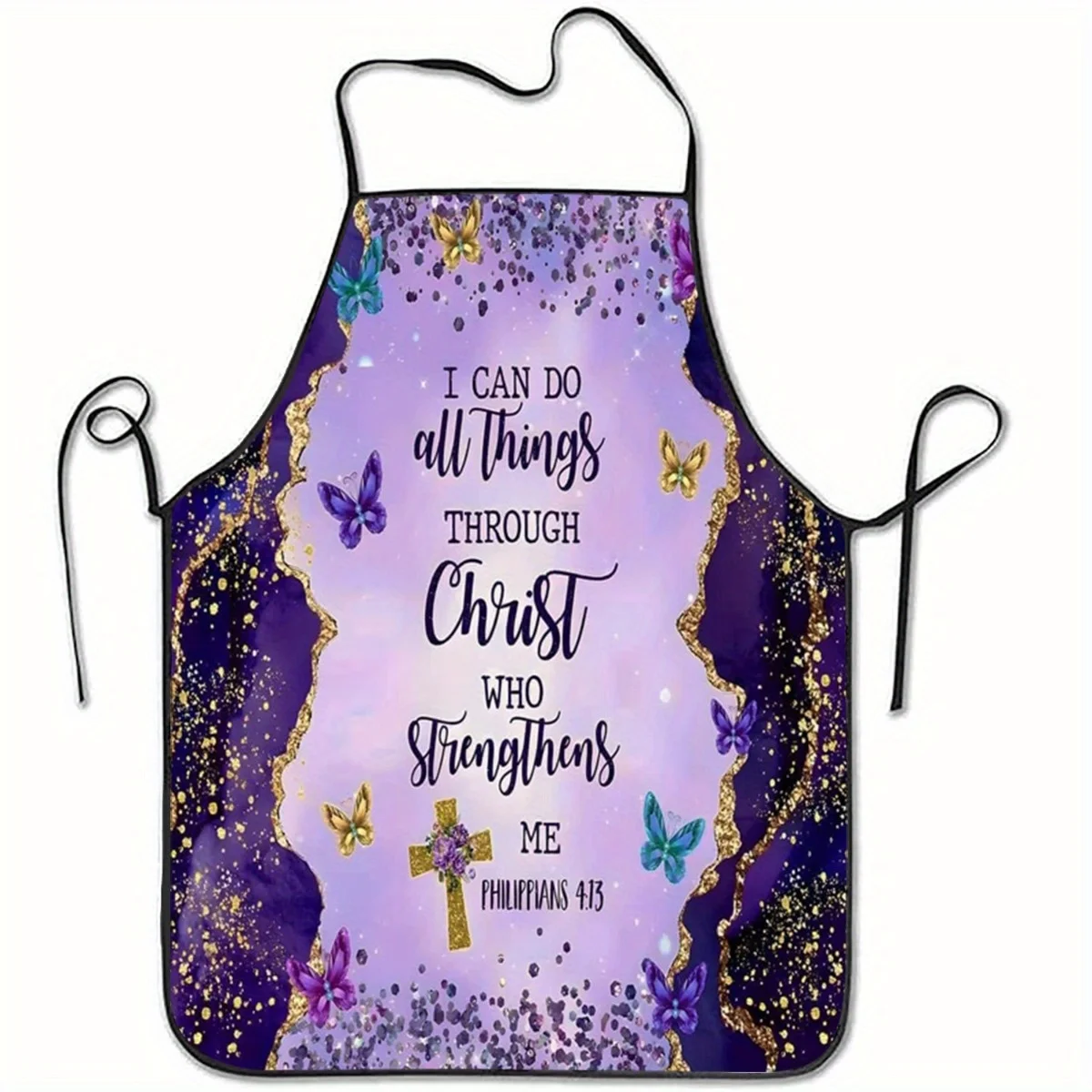 

Christian Apron with Bible Verse Philipians 4:13 Inspirational Cooking Apron Durable Polyester for Kitchen Beauty