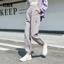 Semir Casual Pants Women Waffle Pants Bear 2022 Autumn New Texture Jogging Pants Fashion Trousers For Woman