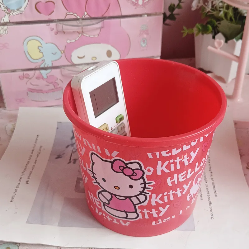 Kawaii Sanrio Hellokitty Kleine Mini Vuilnisbak Voor Dames Thuis Desktop Opslag Voor Opbergbak Desktop Zonder Deksel Vuilnisbak