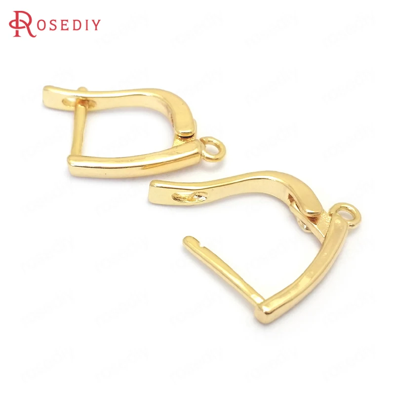 6PCS 22x13MM 24K Gold Color Brass with Stud Pin Earrings Hooks Clasps High Quality Diy Jewelry Findings Accessories wholesale