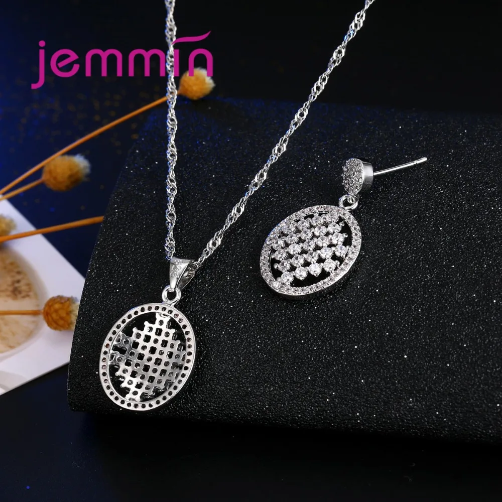Jewelry Sets Necklace Earrings Set For Women Wedding with Micro CZ Crystal Pave Bridal Party Accessories
