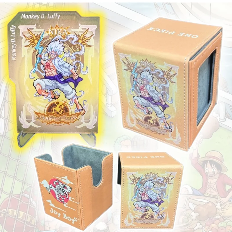 Suitable for One Piece Nika Theme Card Box Venue Center Card Monkey D. Luffy PU Magnetic Flip-open Window Game Card Storage Box