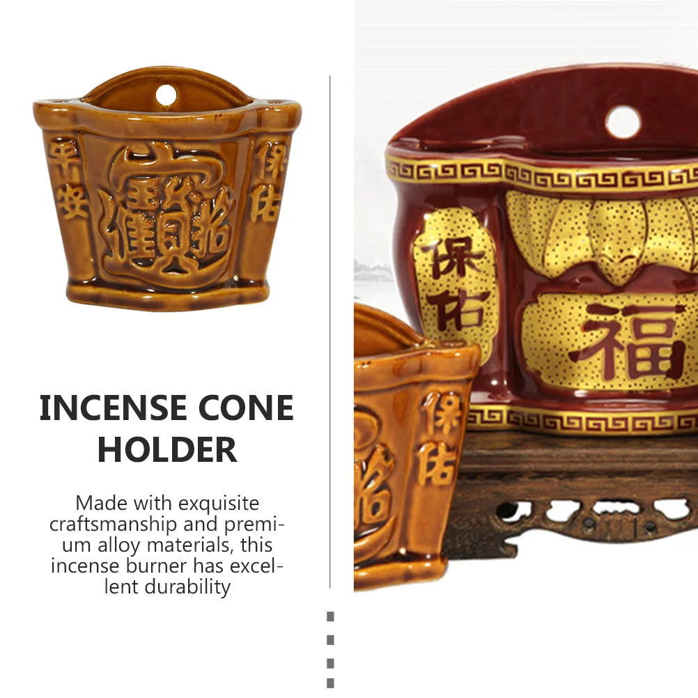 

Chinese Hanging Incense Burner Classic Pottery Material Wall Mount Home Temple Decor Auspicious Aromatherapy Censer Ornament