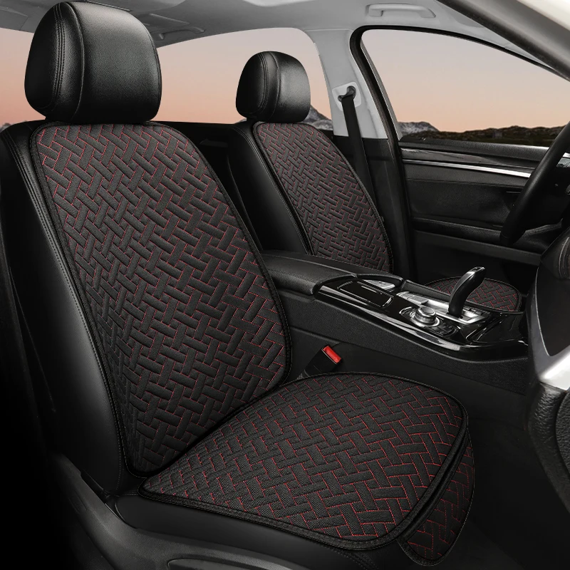 Car Seat Cushion, All Season Universal Linen Car Seat Cushion Cover, Anti Slip, Wear-Resistant, Small Three Piece Rear Seat