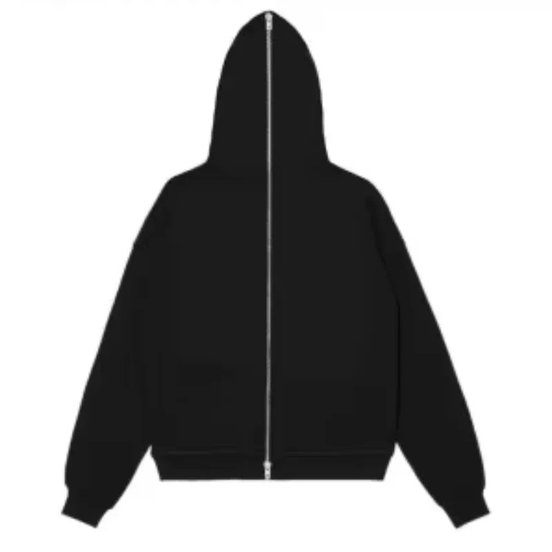 Cross border autumn and winter solid color loose casual cardigan hooded full face zipper bare board coat top men and women