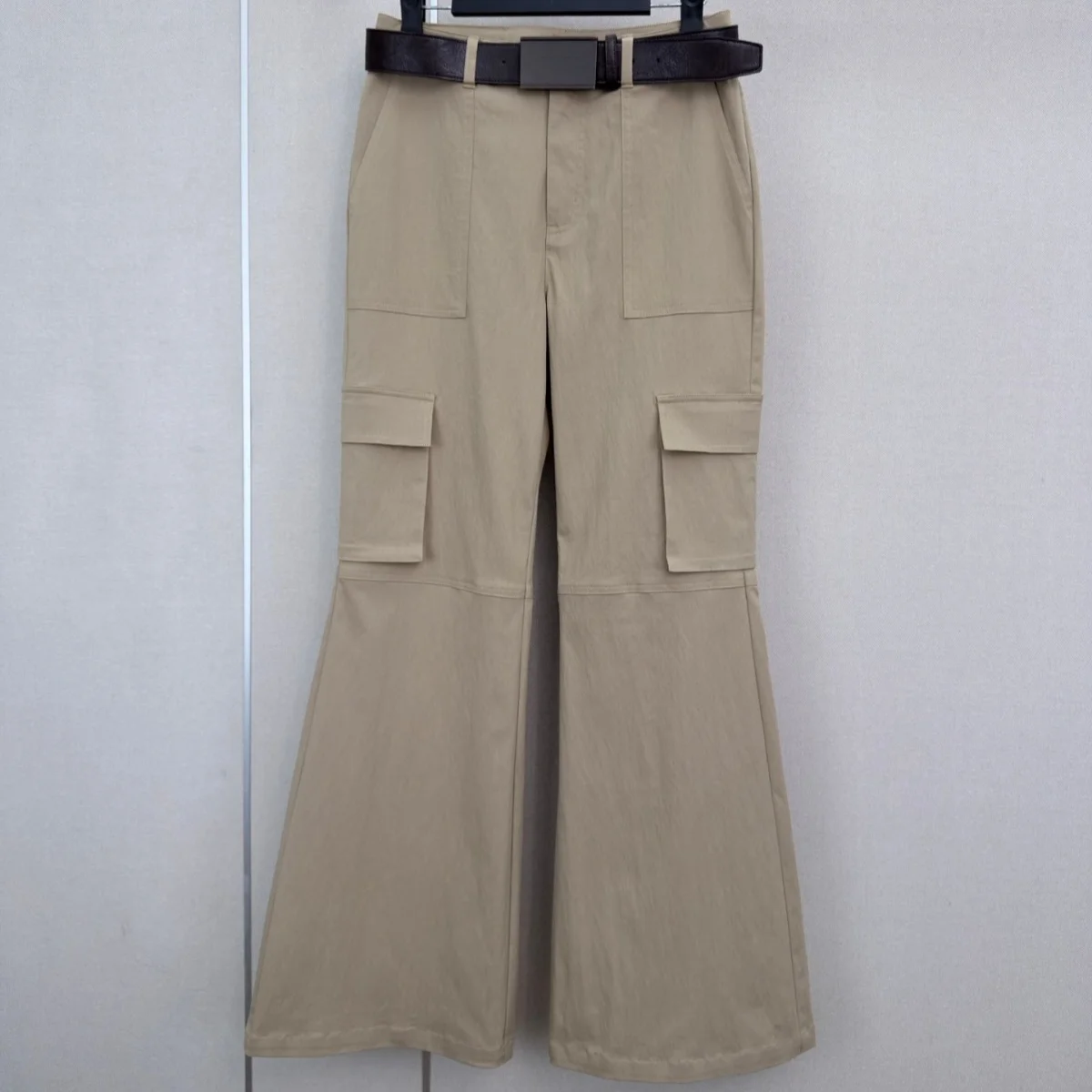 2026 High-Quality Women's Workwear with Belt, Multiple Pockets, and Flared Pants--202609097