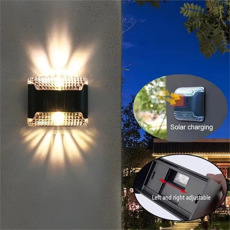 New Solar Wall Lights Outdoor Waterproof LED Solar Lamp Up And Down Luminous Lighting For Garden Yard Street Decor Wall Lamps