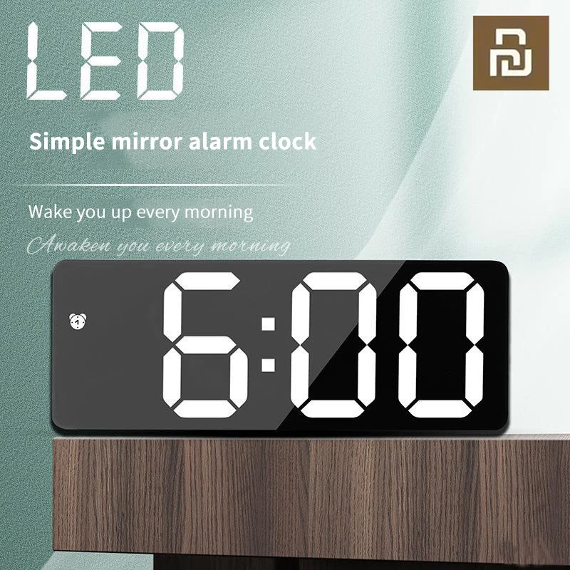 Youpin LED Mirror Table Clock Digital Alarm Snooze Display Time Desktop Electronic Table clocks Desktop clock